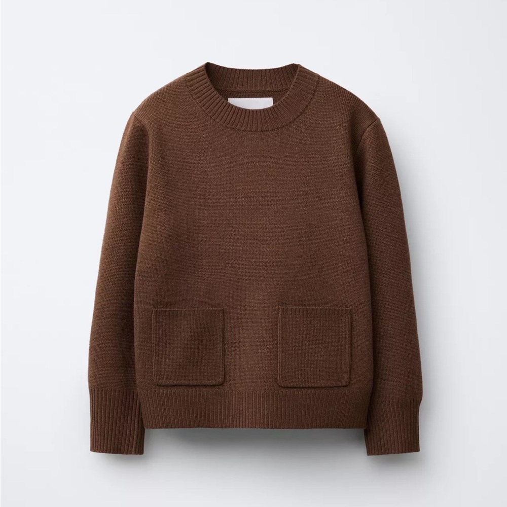 NWT Brown Crew Neck Sweater with Pockets